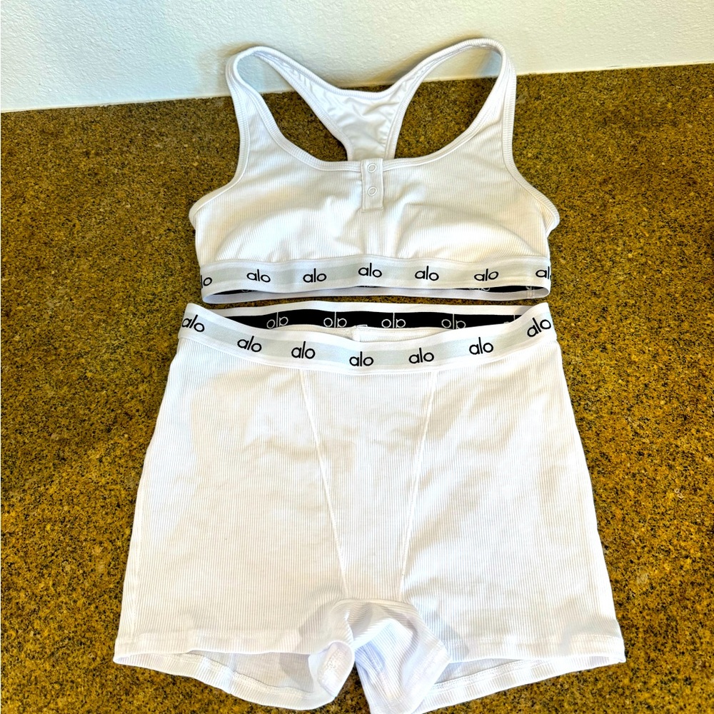 ALO boy shorts lounge set.